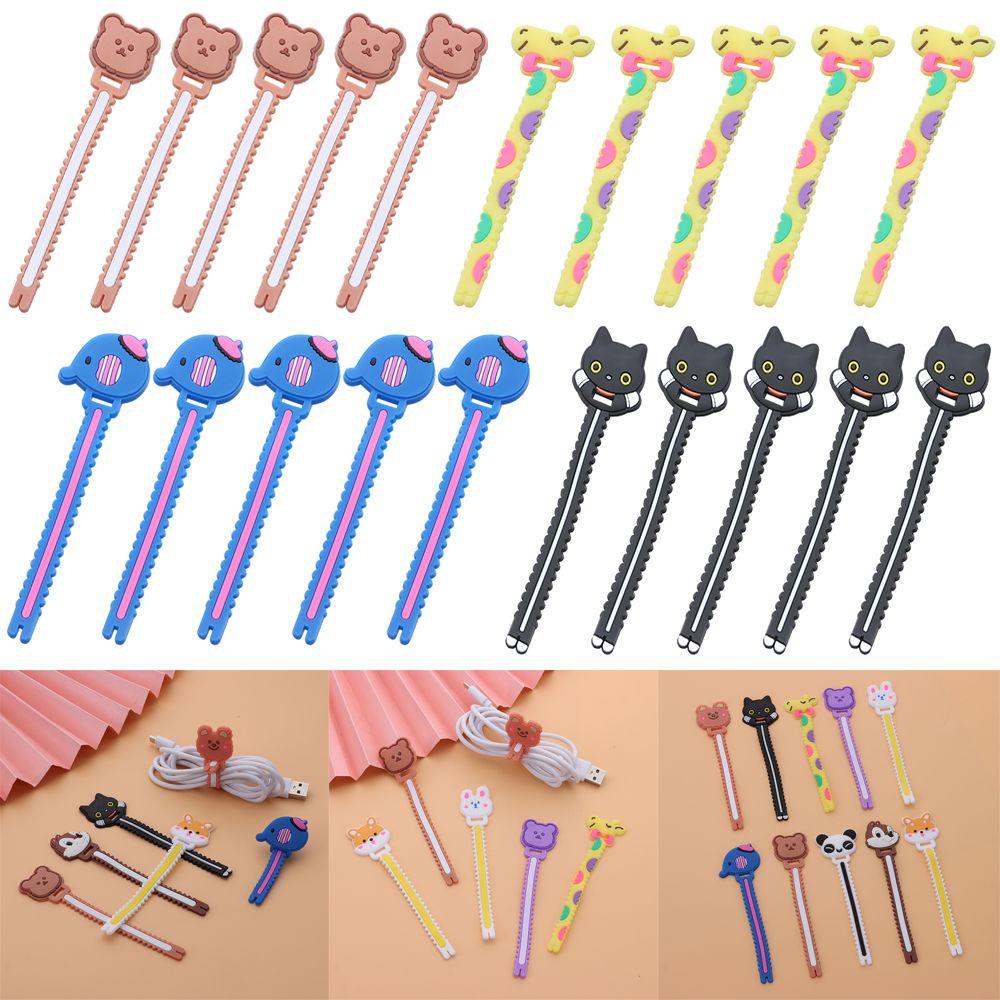 POPULAR Populer 5Pcs Kabel Winder Lucu Earphone Cord Winder Charger Pelindung Kabel Cord Organizer