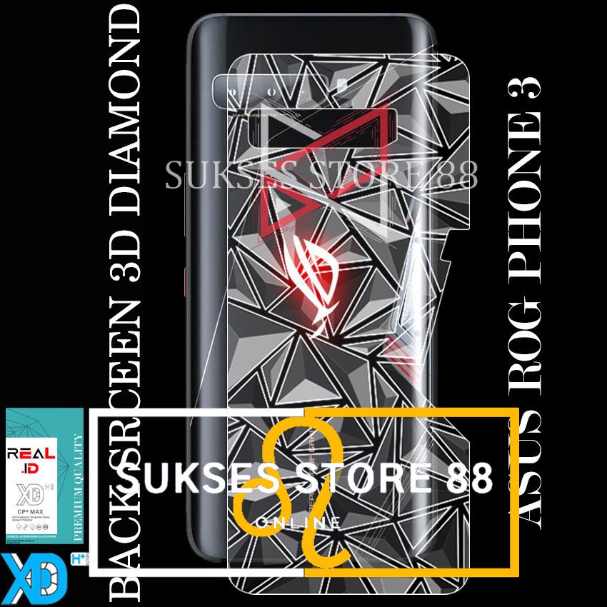 ASUS ROG PHONE 3 Skin Diamond 3D Sticker Garskin Berlian Stiker Motif Polygon Protector Anti Gores P