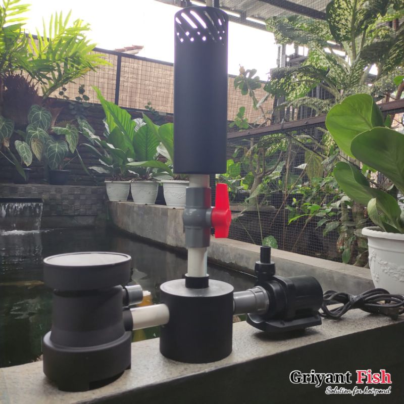 Set Instalasi Kolam Koi Pompa Low Watt Skimmer Floating Vacuum Drain