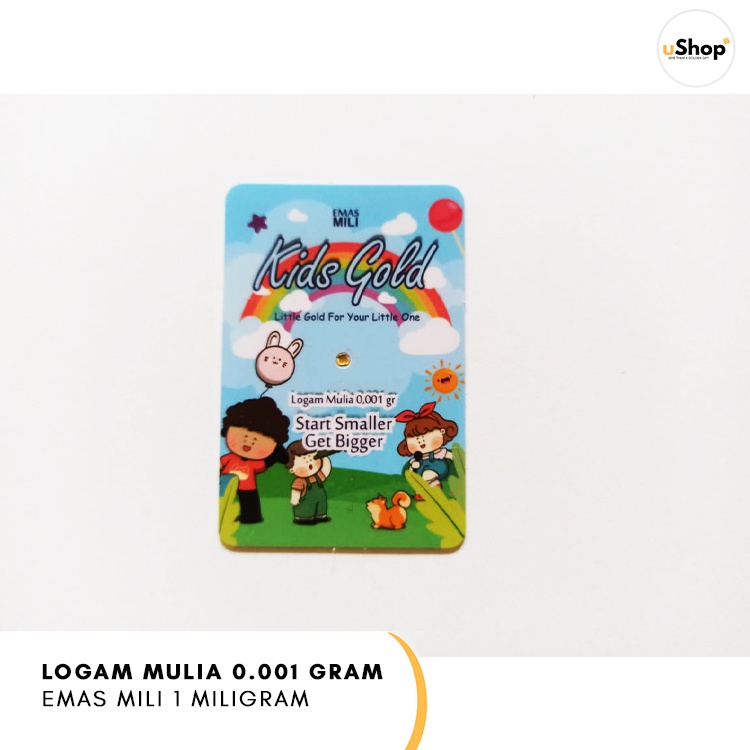 Emas Mini Logam Mulia 0.001 gram Emas Mili Kidz Gold Series 1 miligram