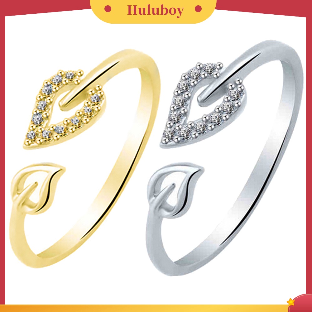 Hu Hu Hu Hu Hu Alat Bantu Pasang Kacamata♡ Cincin Model Terbuka Desain Hatidaun Hollow Hias Berlian Imitasi Gaya Unik Adjustable Untuk Wanita