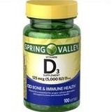 Spring Valley Vitamin D3 5000iu isi 100 Softgels