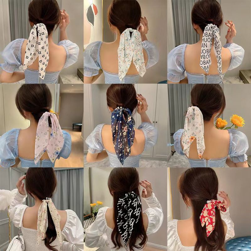 Ikat Rambut Pita Model Scraf Korea / Scunchie Scraf Pita Model Terbaru