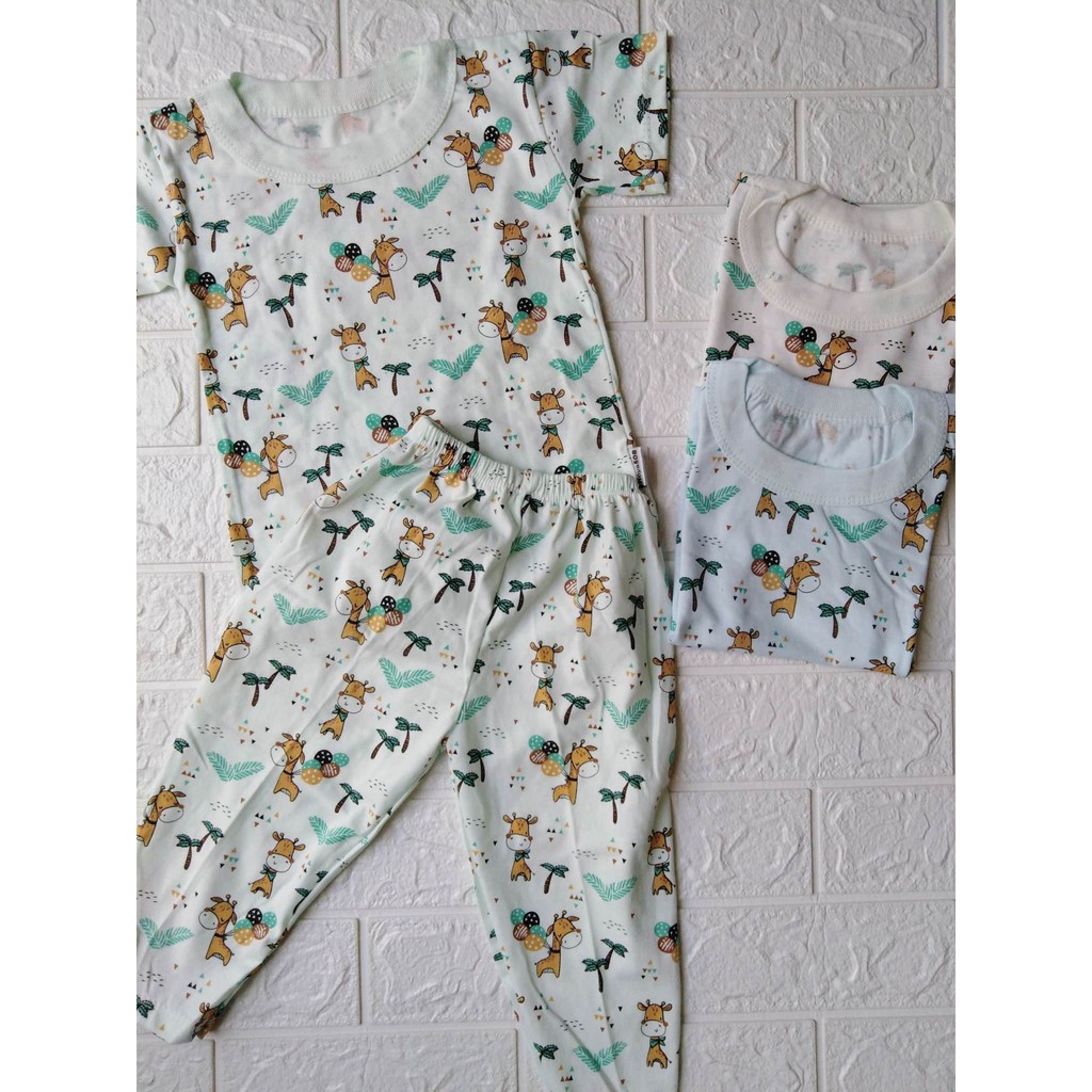 Baju Piyama Bayi Setelan Pendek Panjang HOYA508 Bahan Katun Motif Animal Binatang