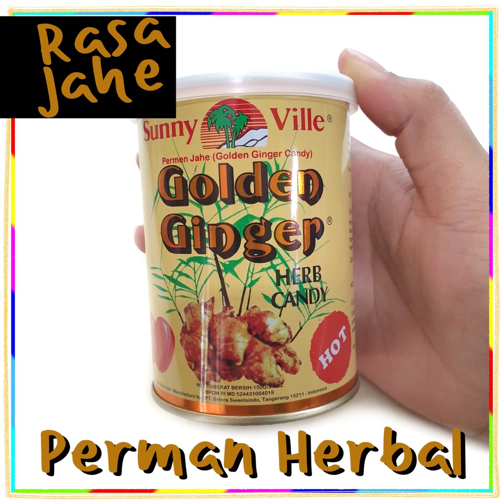 

herb candy GOLDEN GINGER permen jahe klasik kaleng 150gr permen herbal Hot / Mild / Kopi / Cream