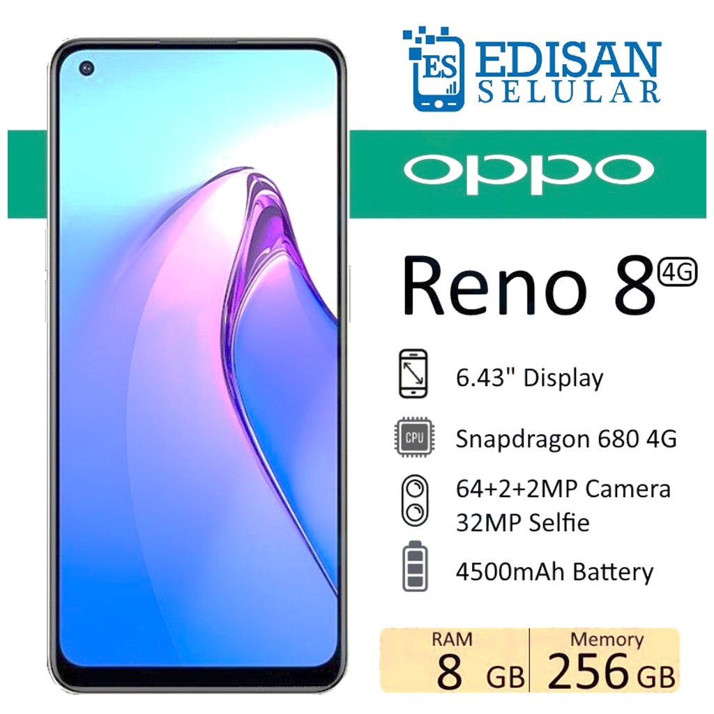 OPPO Reno 8 4G 8/256 GB Garansi Resmi