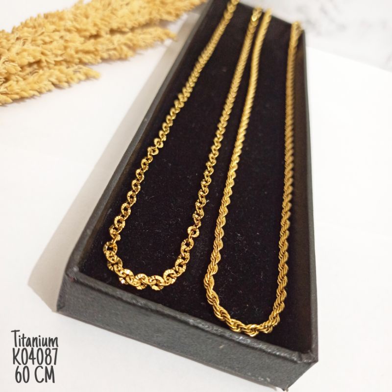 Kalung Rantai Titanium 60cm gold K04087