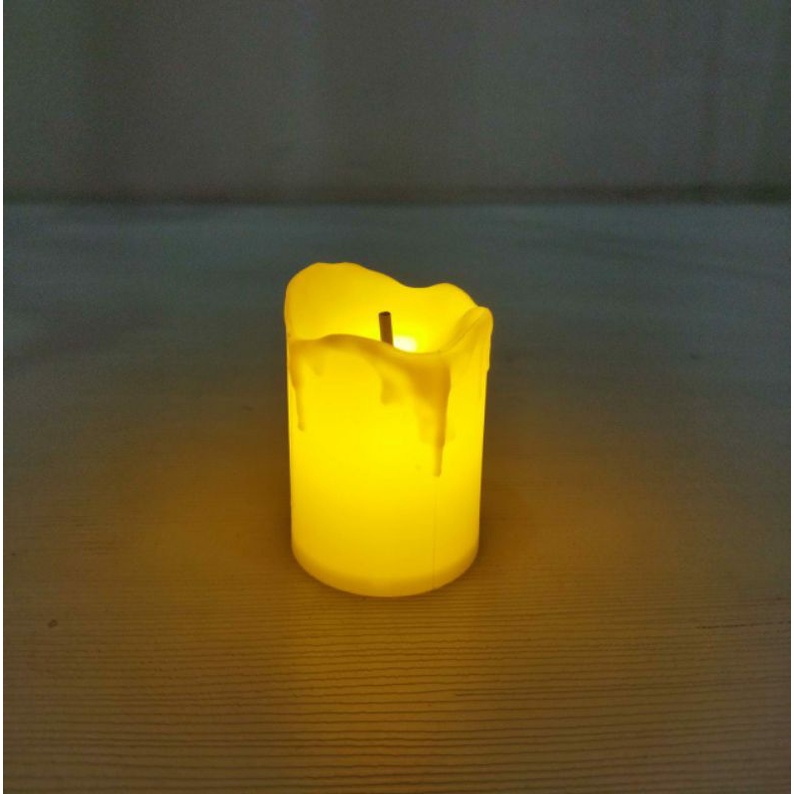 Lilin Elektrik Motif Leleh / Lilin Elektrik / Lilin LED / Lilin Elektrik Smokeless Candle Ivory