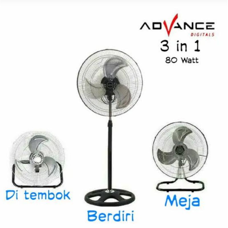 KIPAS ANGIN ADVANCE TDS 18 TDS18 PLUS 3 IN 1 3IN1 BERDIRI DUDUK LANTAI DIPASANG PASANG DI TEMBOK DIN