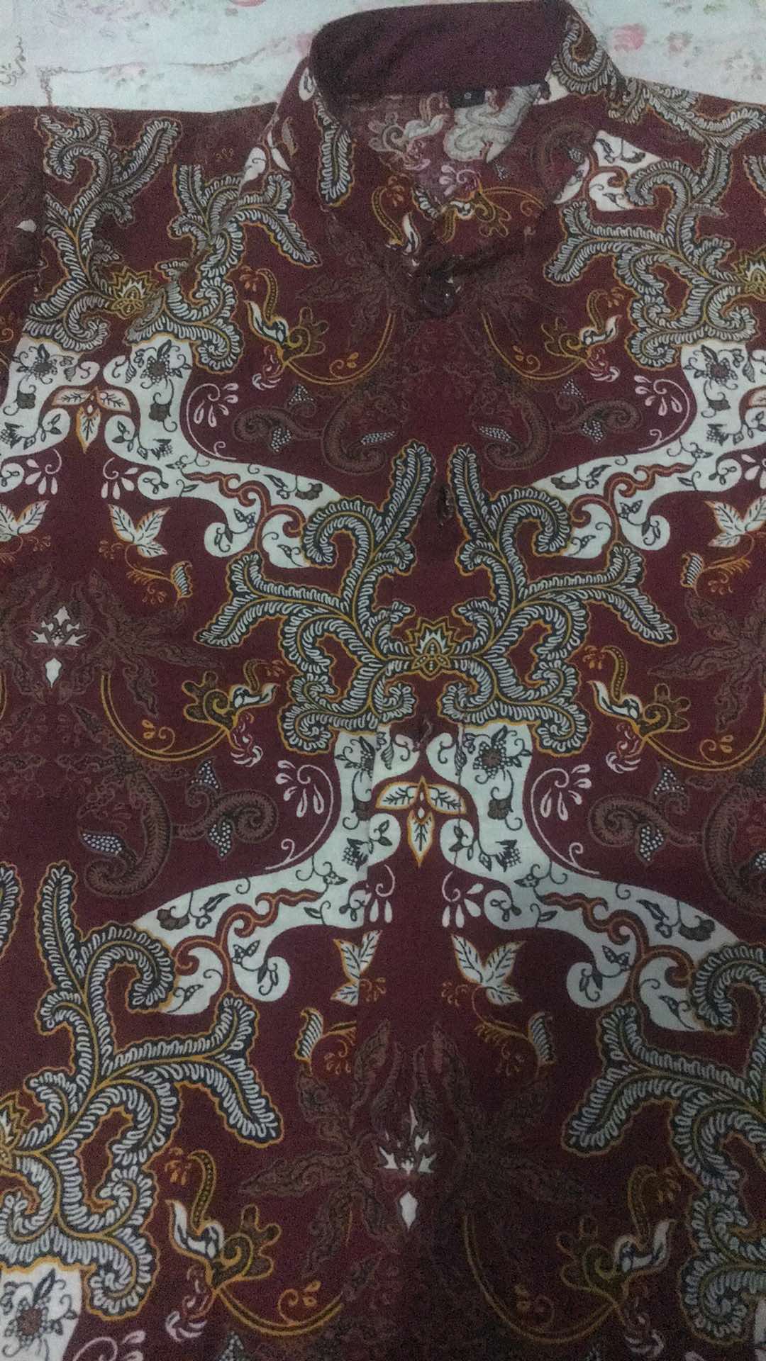 Batik Couple Set Ayah & Anak By Batikbule Warna Merah Silver