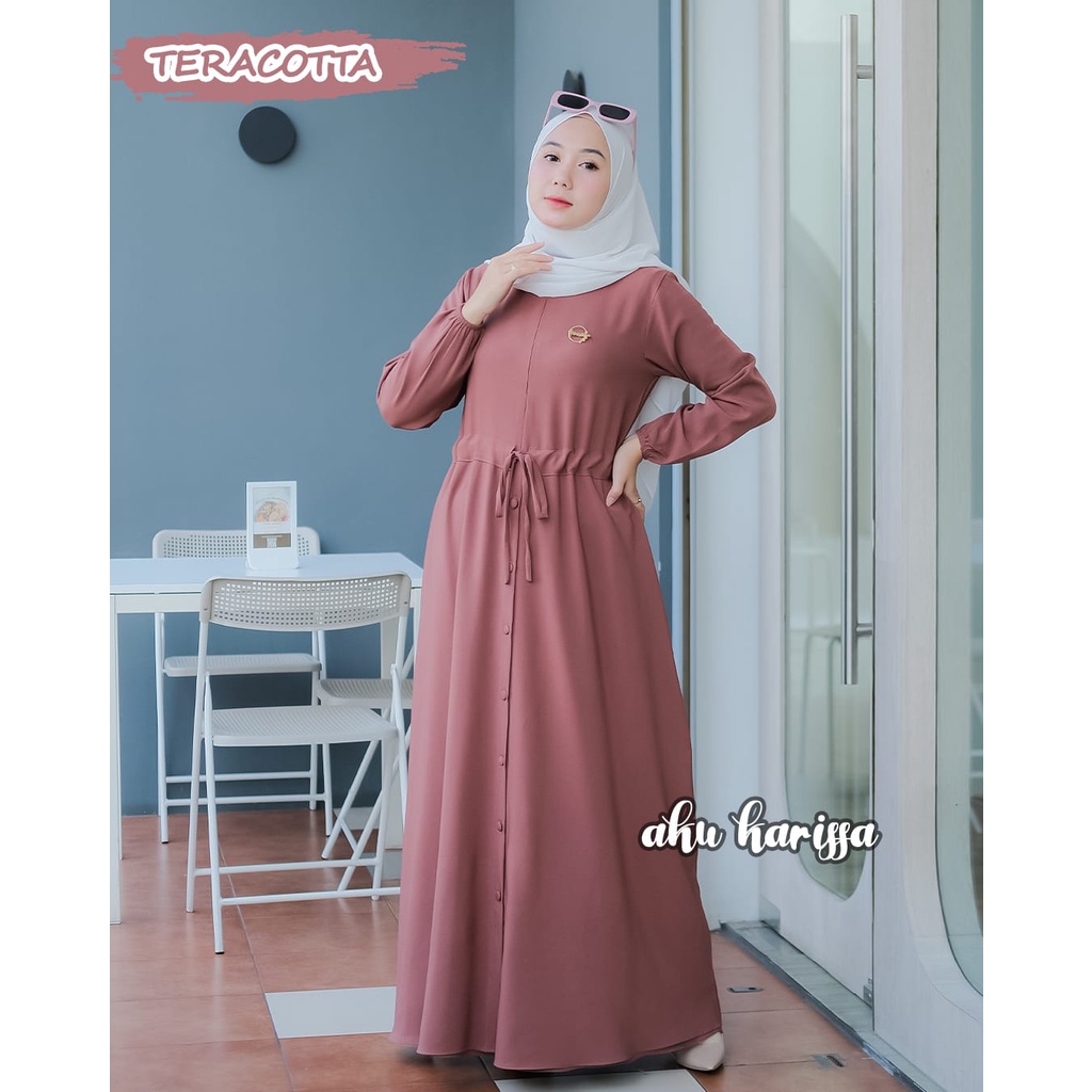 Dress Akifah ori aku karissa tifany twill dan videlya cringkle airflow dress serut bawah kancing busui