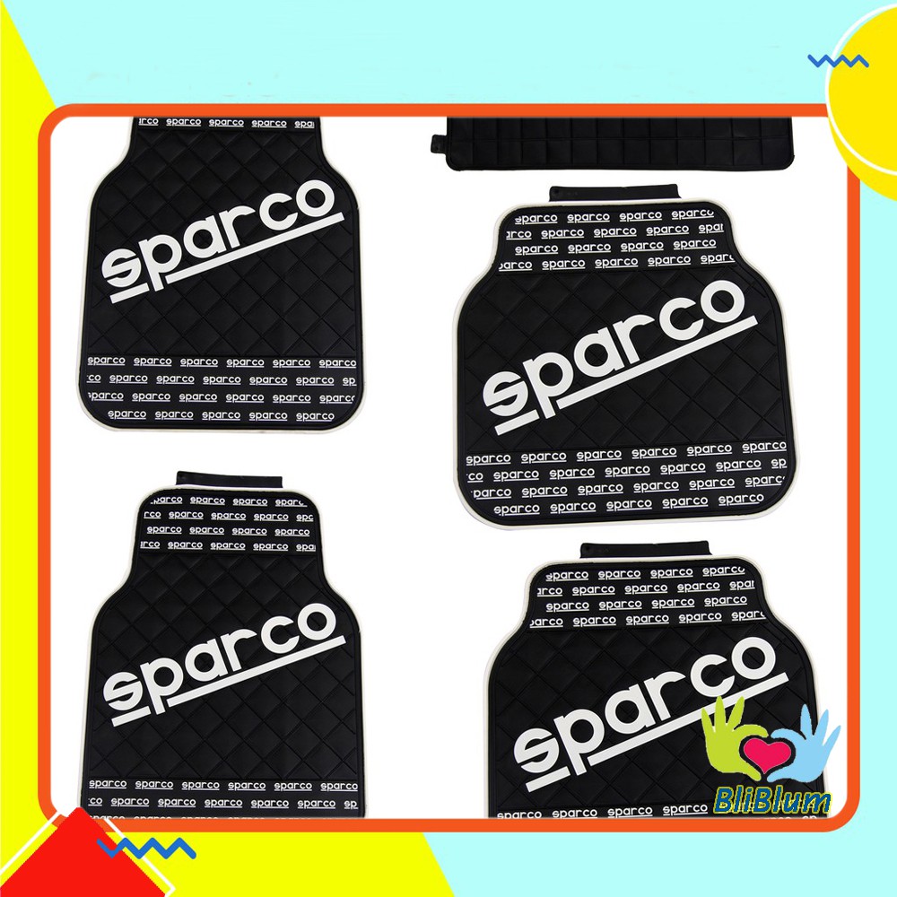 KARPET MOBIL VARIASI UNIVERSAL - SPARCO PUTIH DASAR HITAM