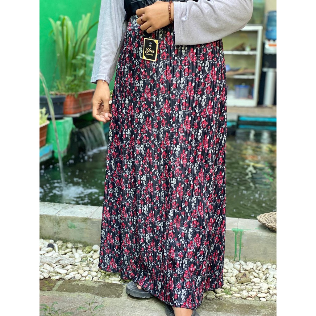 ROK PLISKET MOTIF BUNGA MURAH | Shopee Indonesia