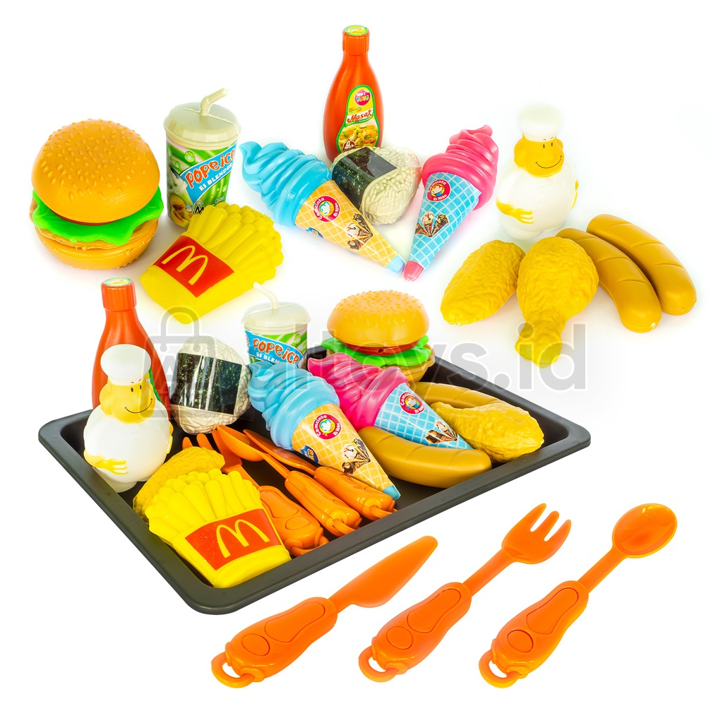 mainan nampan pizza ice cream makan minum set