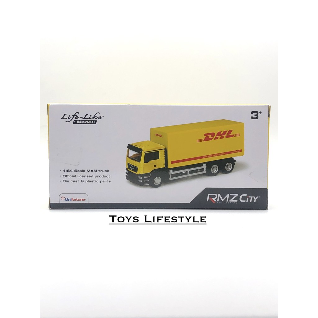 RMZ Diecast - MAN DHL Container Truck Skala 1:64