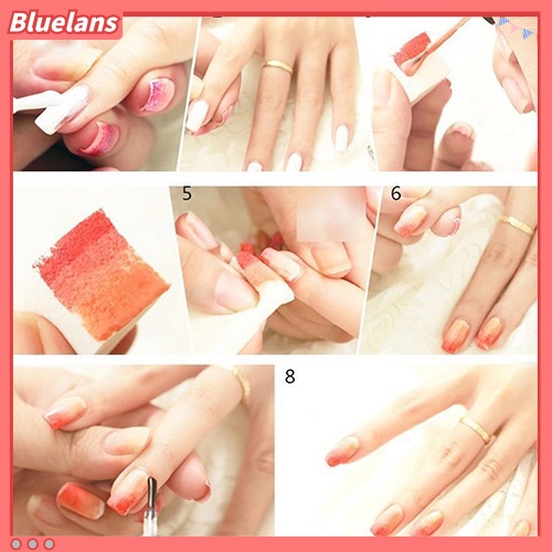 Bluelans 3 Pcs Spons Amplas Kuku Warna Gradasi Untuk Pedicure