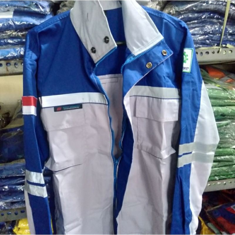 SERAGAM SAFETY SEMI JAKET BIRU ABU PREMIUM