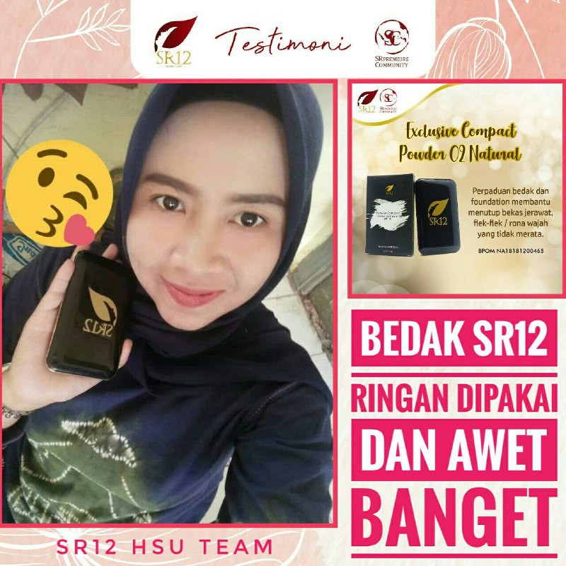 SR12 HERBAL SKINCARE EXCLUSIVE COMPACT POWDER BEDAK PADAT  BPOM AMAN FOUNDATION +SPF 15