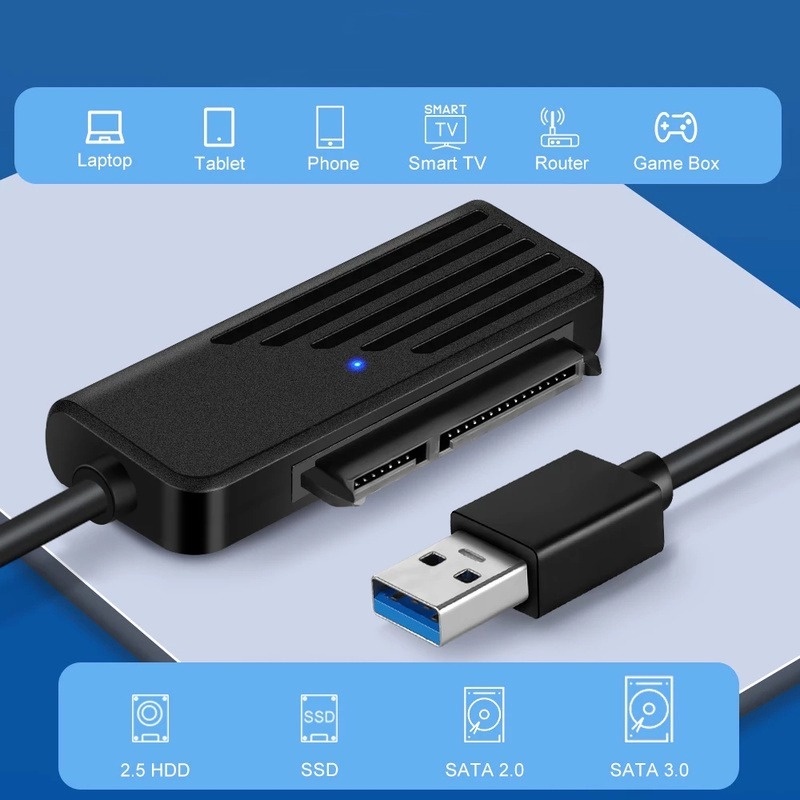 Kabel Transmisi Data SATA Ke USB 3.0 Tipe C 5Gbps High Speed Untuk Hard Disk HDD SDD 2.5 &quot;