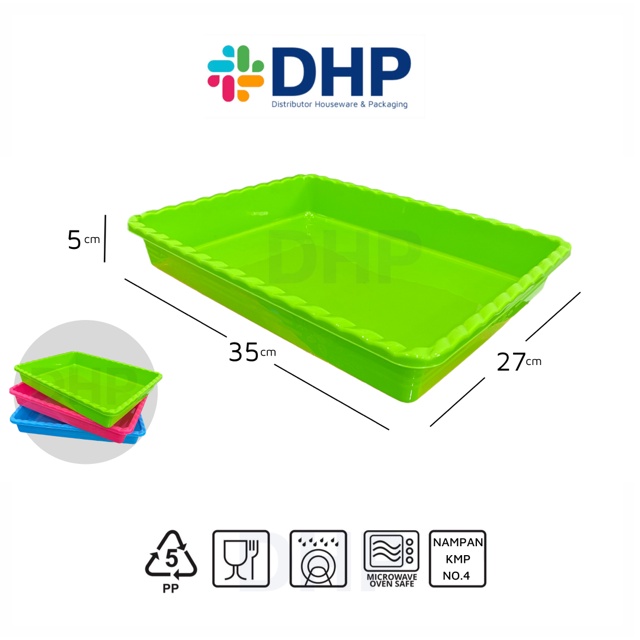 Nampan Segi Plastik Tray Warna Baki Besar Kotak Serbaguna No. 2 3 4 KMP