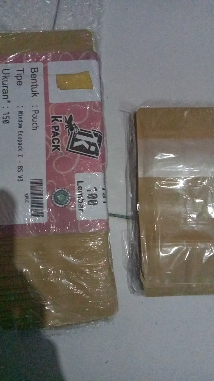 Standing Pouch Window Eco Mini 150 9x15 Kemasan Jendela Kantong Klip Masker Packaging Coklat