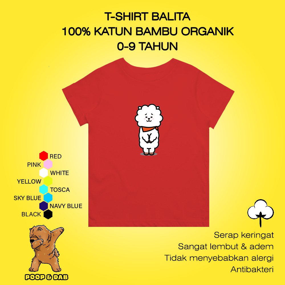SHINZO - Kaos Anak BT21 - Tshirt RJ BT21 - Kids Tee RJ BT21 - Baju Kaos Balita - T-Shirt Antibakteri