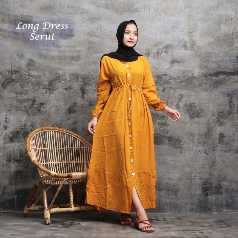 GAMIS FULL KANCING HIDUP RAYON POLOS