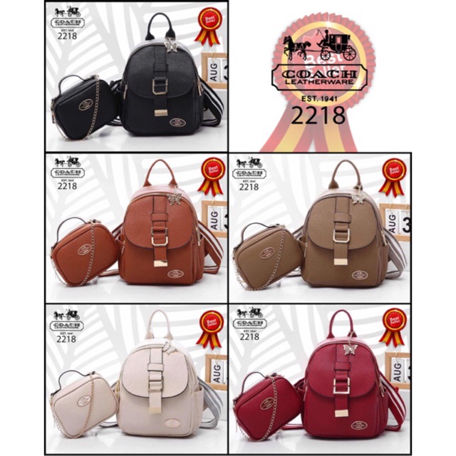 TAS COACH 2218# NEW Arrival Ladies Backpack COACH Christie EST 1941 Bags 2in1 Clemence Leather(2218)