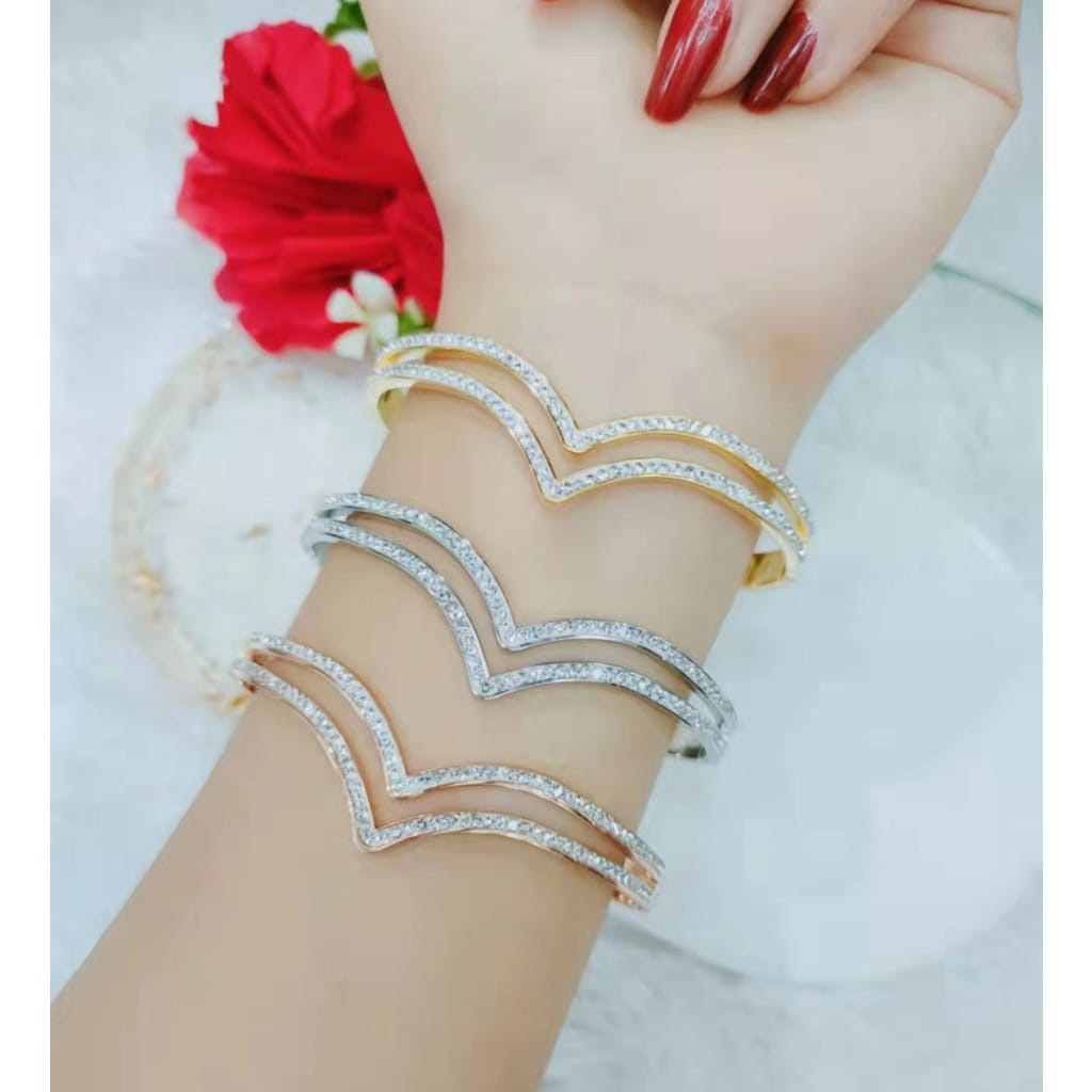 Gelang Titanium Fuji / Gelang Aurel V Viral / Satu Set Gelang dan Cincin Fuji / Anti Karat dan Luntur / Awet Tahan Lama model terbaru