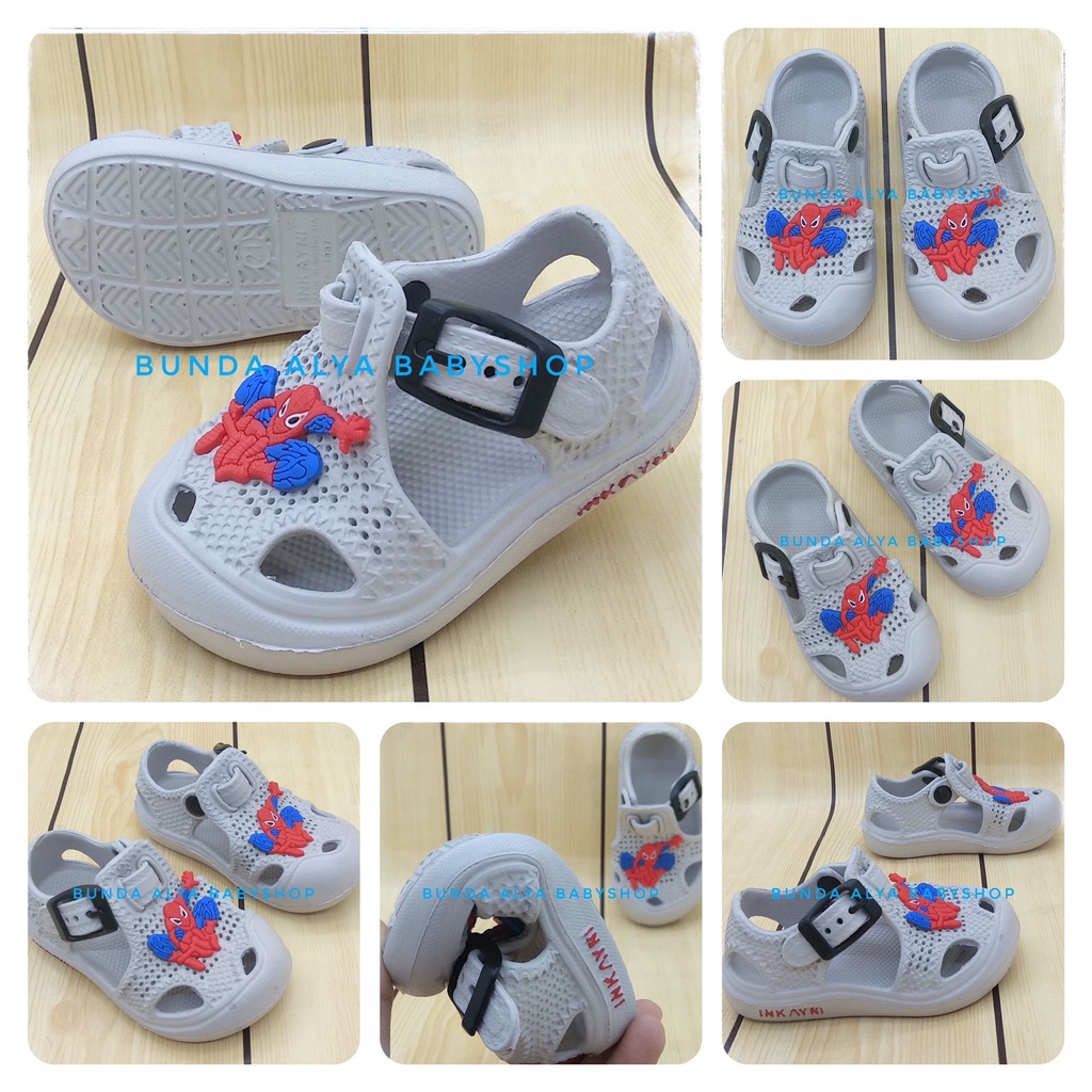 Sendal Anak Laki Laki Usia 6 - 12 Bulan Motif Kartun ABU Lucu Alas Karet Anti Licin - Sepatu Sendal Anak Cowok Alas Karet