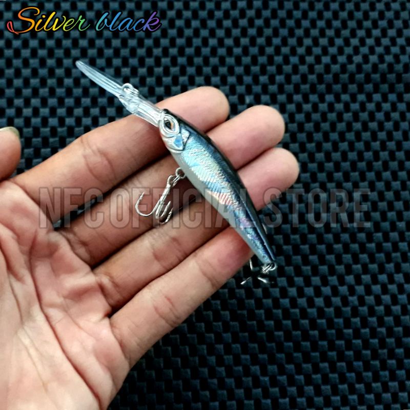 Lure minnow FLOATING lidah panjang Blackbass, Panjang body 6 cm panjang lidah 3 cm berat 6 gram