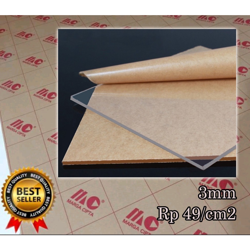 Akrilik Lembaran 3mm / Acrylic Lembaran 3mm Potongan Custom - Bening / Putih Susu
