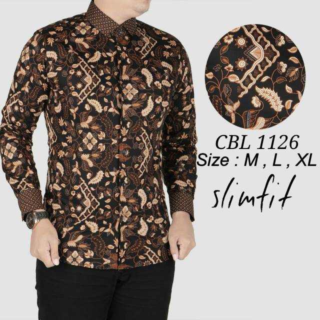 CBL1126 HEM BATIK PRIA SLIM FIT LENGAN PANJANG