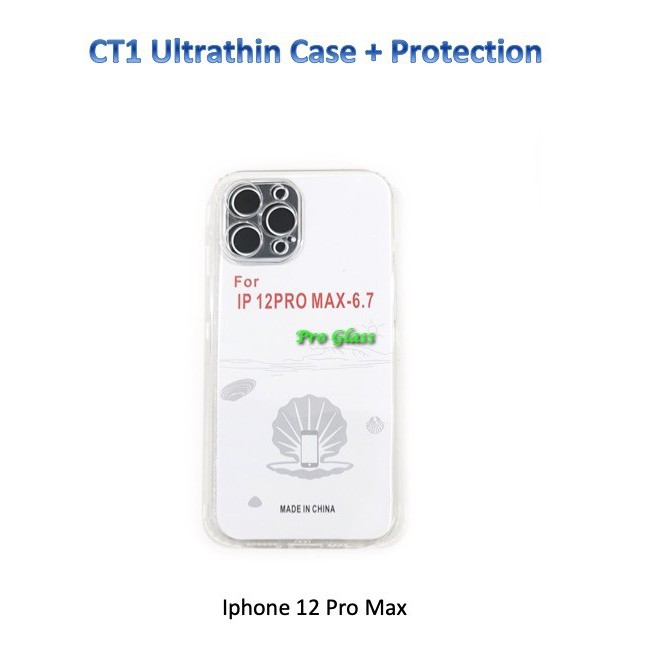 CT1 Iphone 12 / 12 PRO / 12 MINI / 12 PRO MAX Ultrathin Clear Silicone Case + Lens Protection