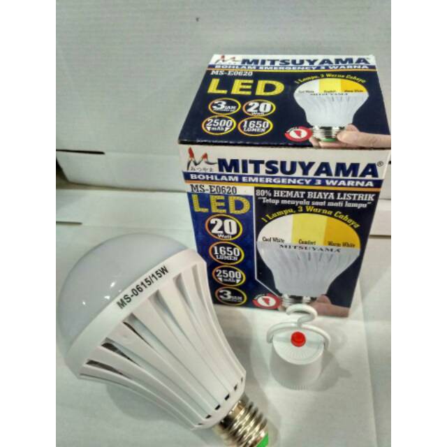 Lampu Emergency 20 Watt Mitsuyama 3 Warna Cahaya / Bohla Sentuh Lampu Emergency [qtop.id]