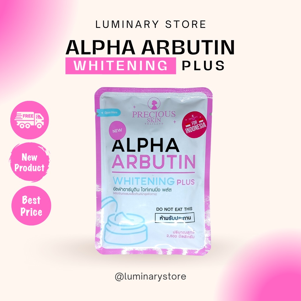 Alpha Arbutin Whitening 3 Plus Powder Pemutih Badan Bubuk Lotion 2500mg Original BPOM