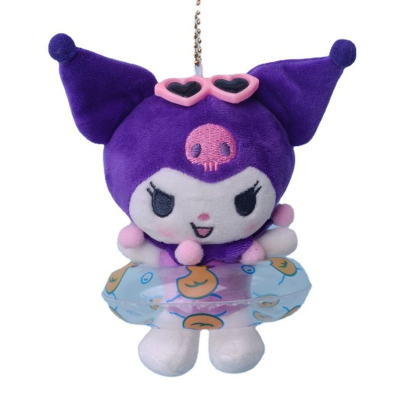 Kawaii Sanrio Anime Cute Kuromi Plush Pendant Summer Swimming Circle Series Doll Gift Filled Toy