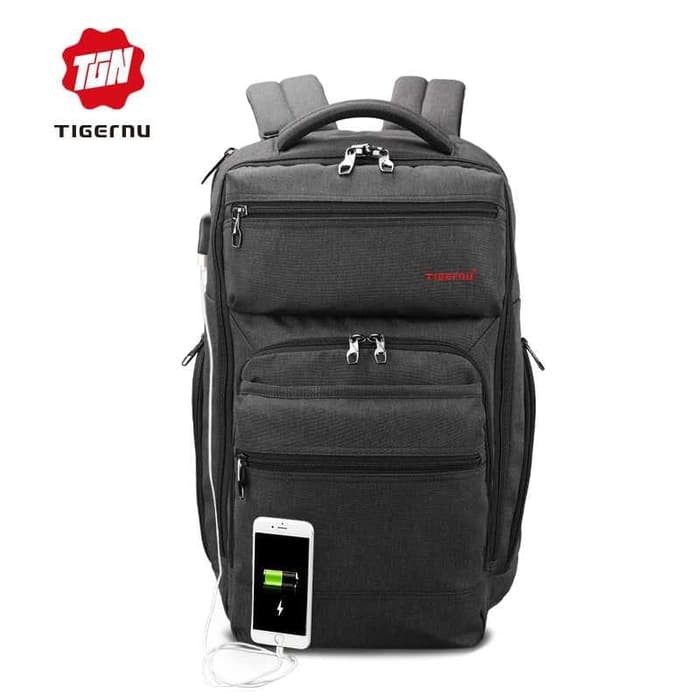 TIGERNU Tas Ransel Laptop Bisnis dengan USB Charger Port - T-B3242 - Hitam