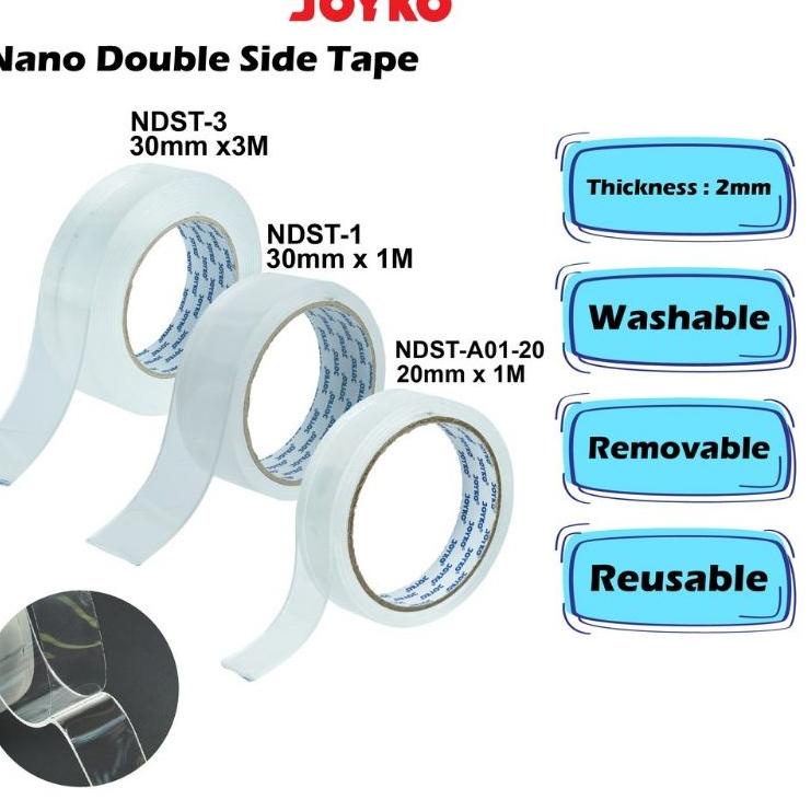

Terbaru 10.10 DOUBLE TAPE TRANSPARAN JOYKO TAPE 30MM X 1M /20MM X 1M / PITA PEREKAT DUA SISI / MAGIC