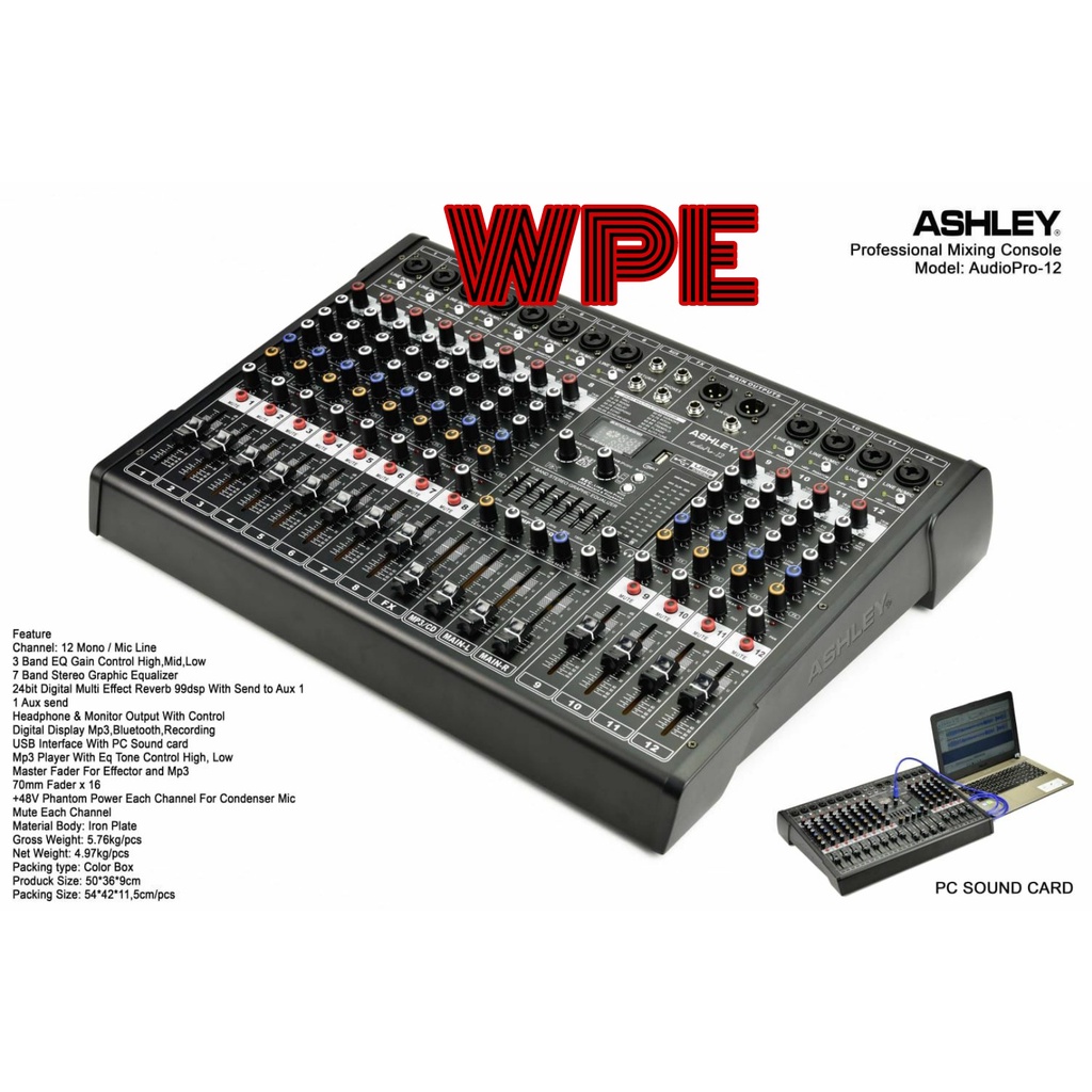 mixer audio ashley audio pro12 / ashley audio pro 12 original 12chanel