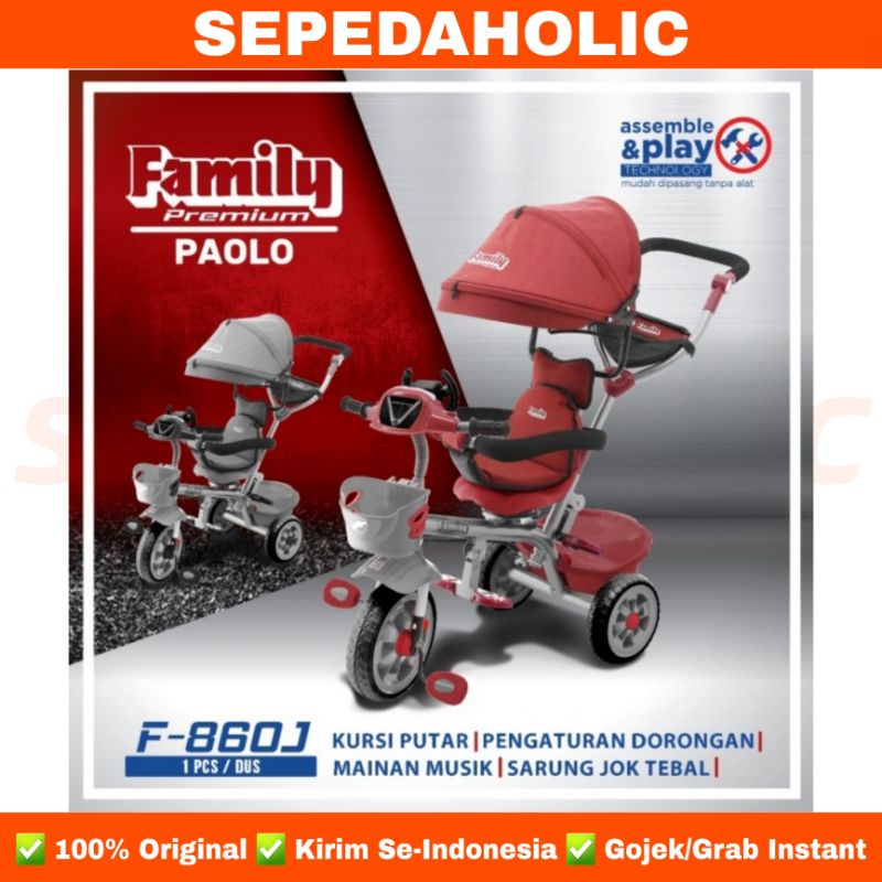 Sepeda Roda 3 Tiga FAMILY PAOLO F 860 J Kursi Putar Tricycle Anak