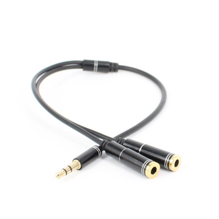 Gold-plated earphone splitter one split  two couples sharer computer phone 3.5mm audio adapter line