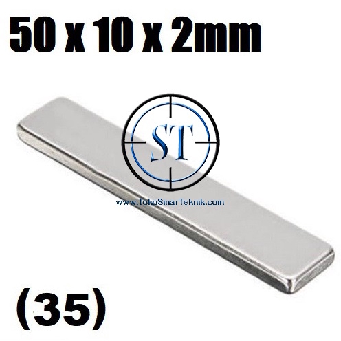 Magnet PLT 50x10x2mm N35 Strong Magnet Neodymium Balok Persegi Kuat 50x10x2 Rare Earth