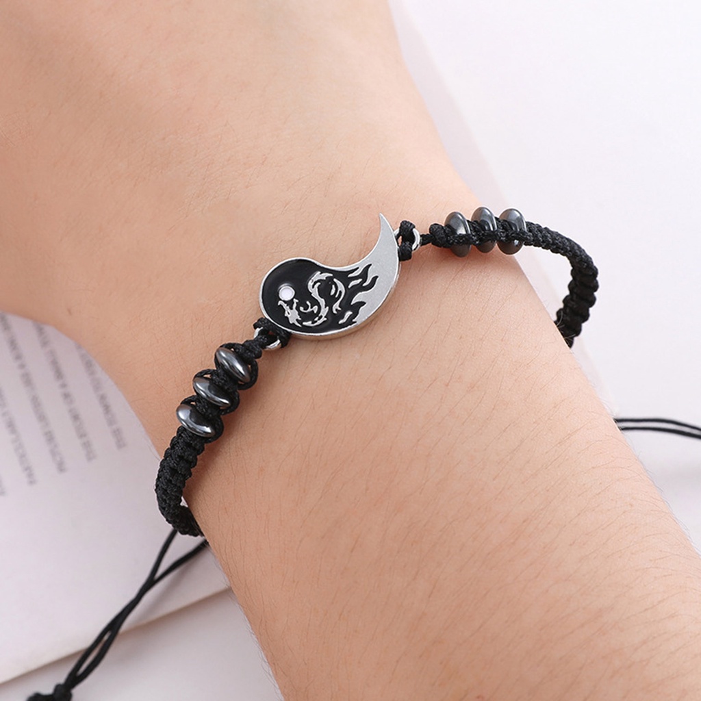 Hu Hu Hu Hu Hu Alat Bantu Pasang Kacamata♡ Gelang Tangan Tali Adjustable Motif Tai Chi Gaya Etnik Retro Untuk Pasangan / Pria / Wanita