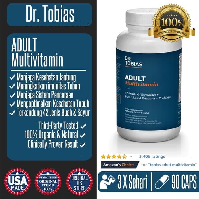 Dr Tobias Adult Multivitamin - Whole Food Vitamin A B C D E & Mineral