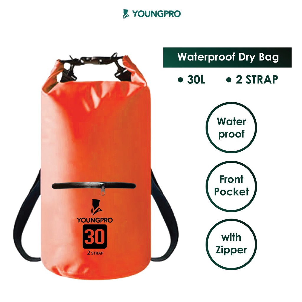 TAS DRYBAG RANSEL ZIPPER 30L 2 STRAPS - TAS ANTI AIR 30L WATERPROOF DRY BAG WITH POCKET ZIPPER