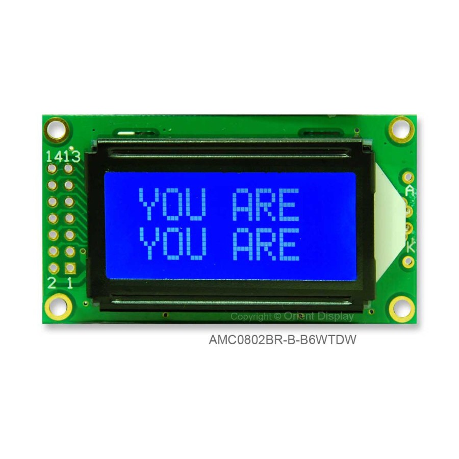 LCD 8X2 2x8 0802 BLUE COLOR warna biru backlight karakter character