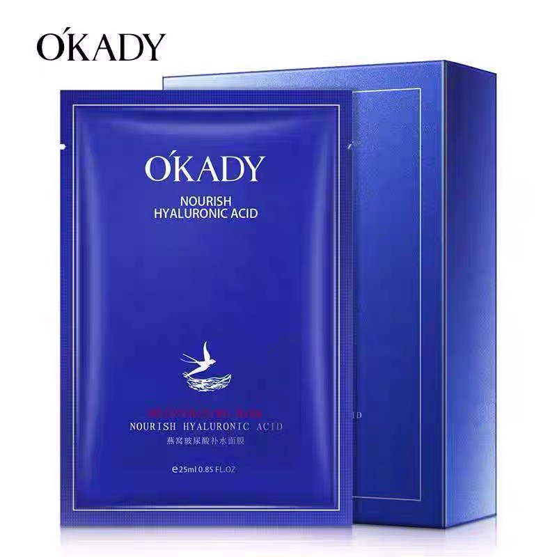 OKADY NOURISH HYALURONIC ACID BIRDS NEST SARANG WALET MASK MASKER WAJAH WANITA KOREA FACIAL SHEET MA