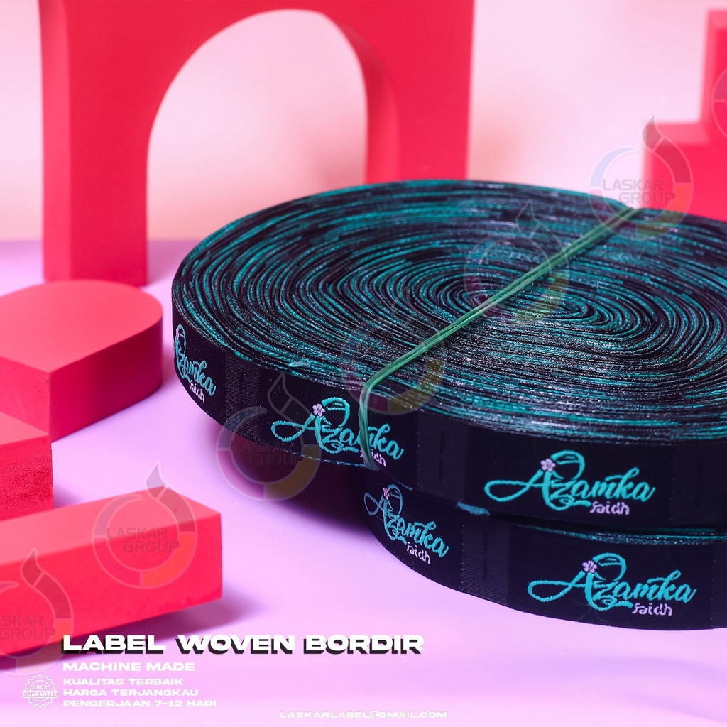 label woven 2,5x5 / woven bordir / woven damas / label baju / label hijab / label masker / label nam
