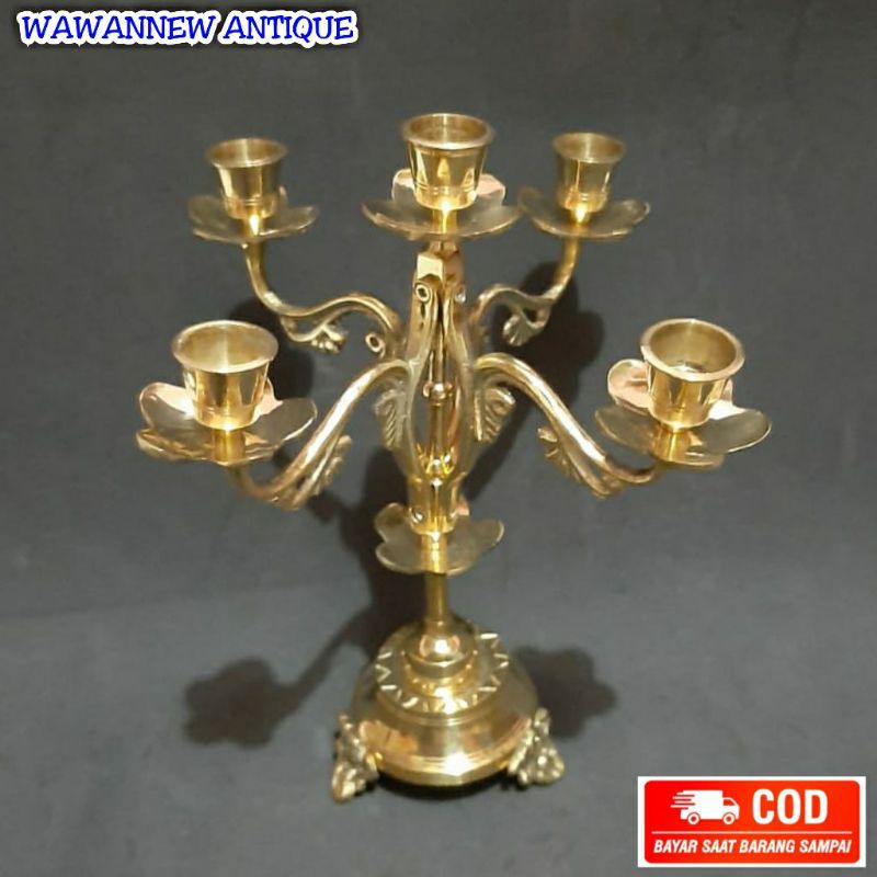 Tempat Lilin Aromaterapi Kuningan Ukir Cabang 5 - Candle Holder